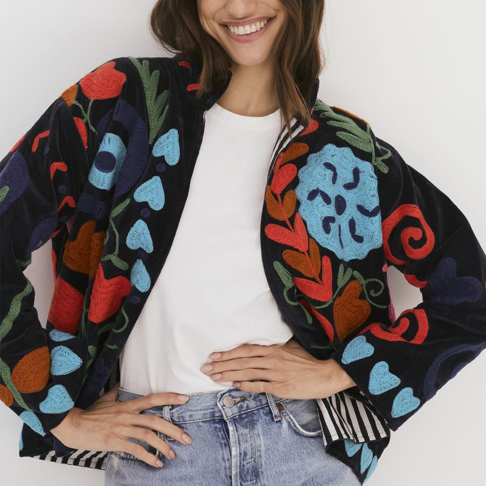 Saco algodón bordado