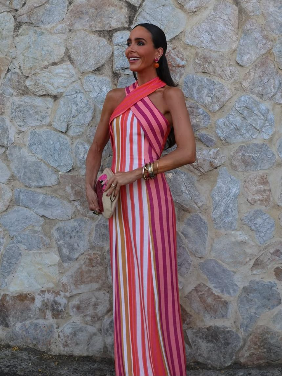 Vestido rayas escote en cruz