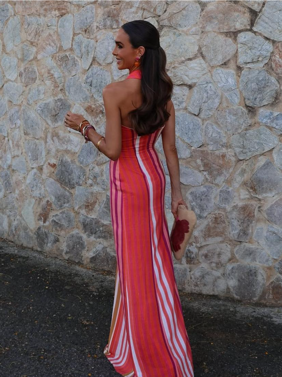 Vestido rayas escote en cruz