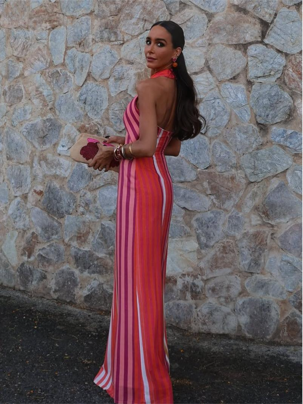 Vestido rayas escote en cruz