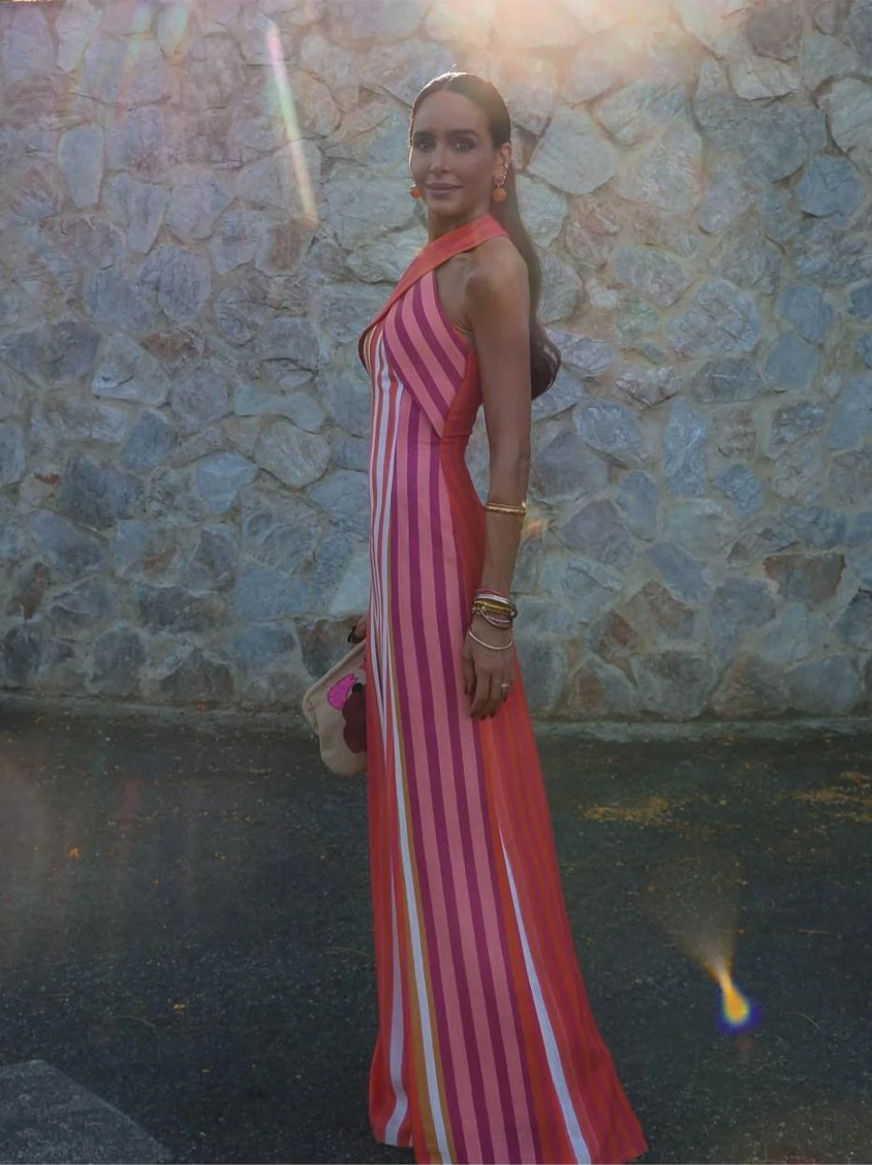 Vestido rayas escote en cruz