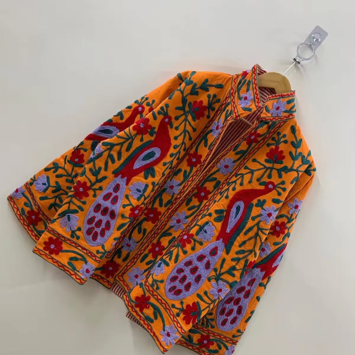 Saco algodón bordado naranja