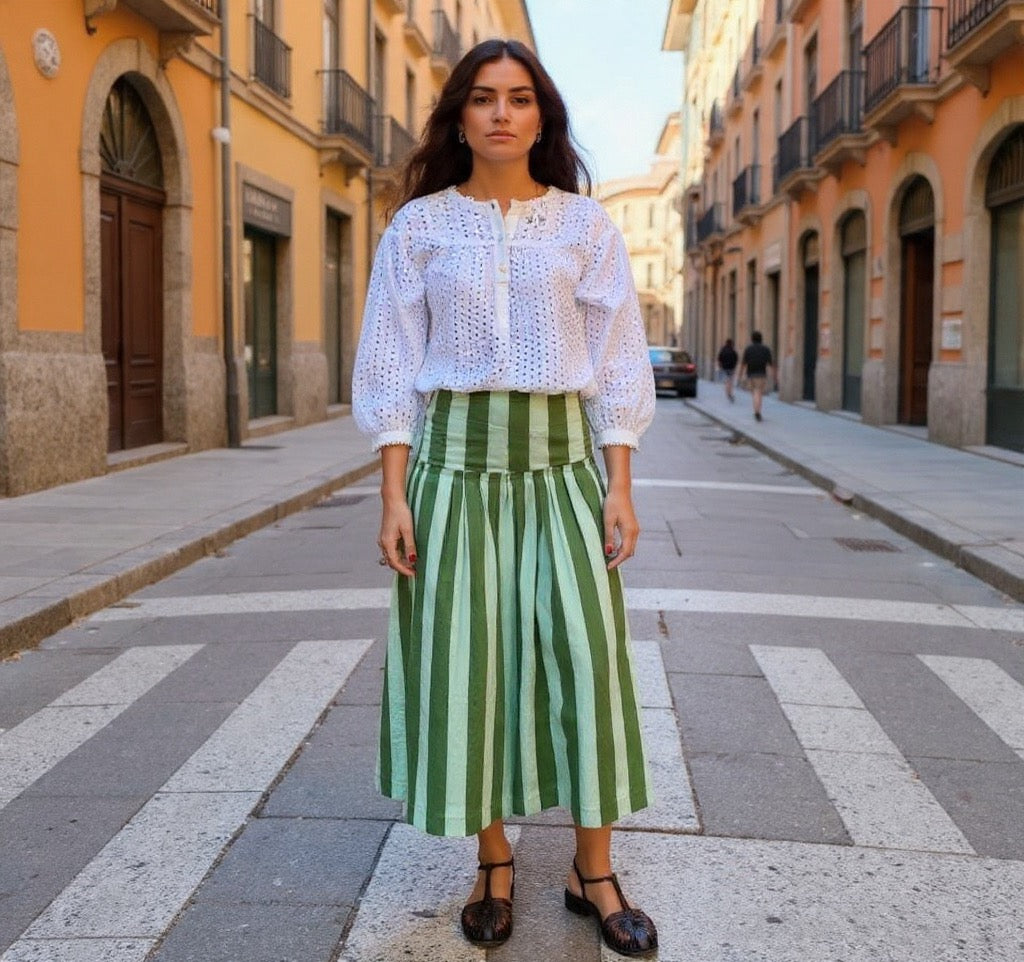 Falda rayas verde y negra