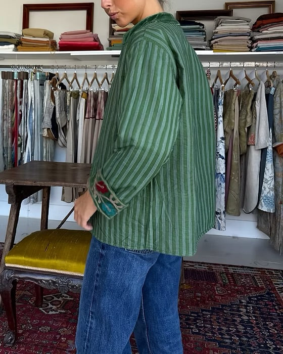 Saco terciopelo bordado verde