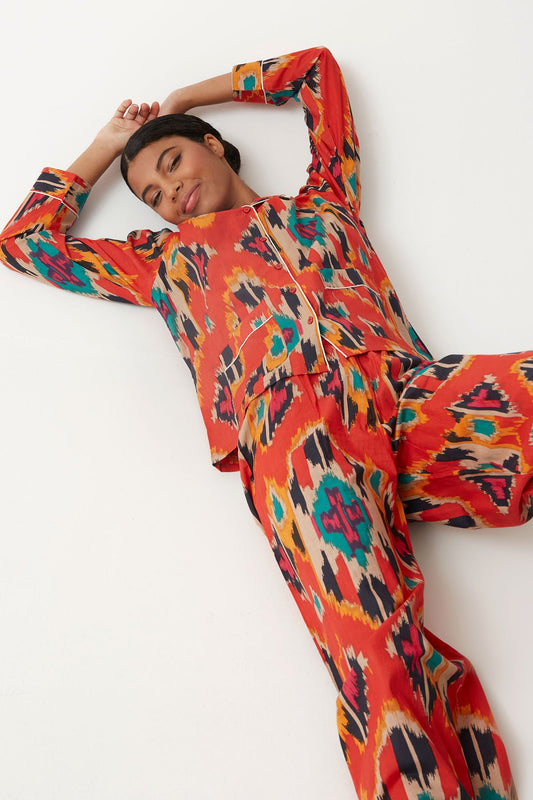 Pijama ikkat rojo