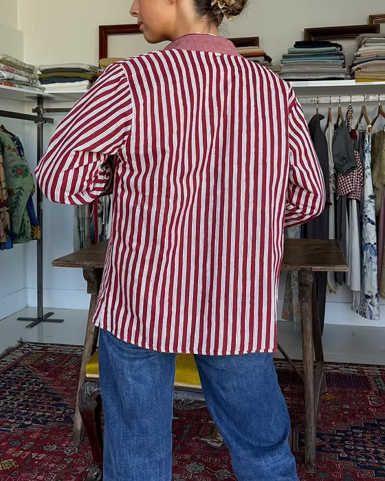 Saco algodón bordado rosa