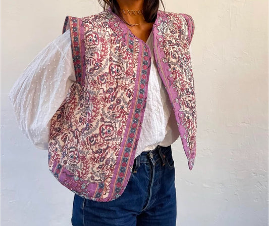Chaleco flores rosa