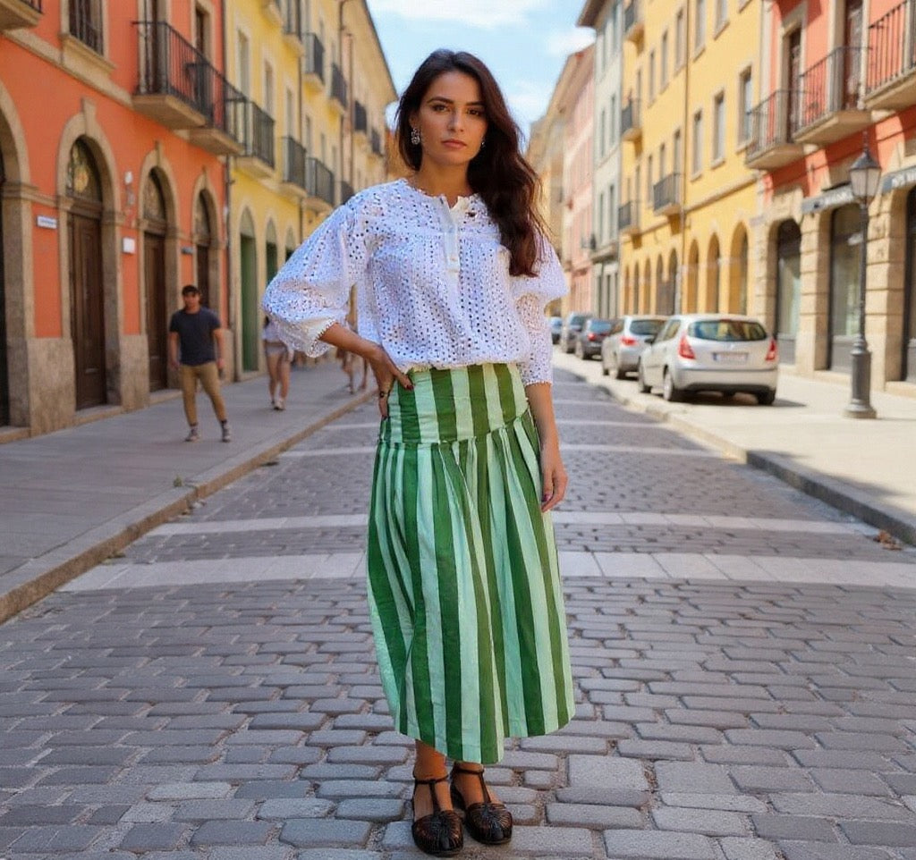 Falda rayas verde y negra