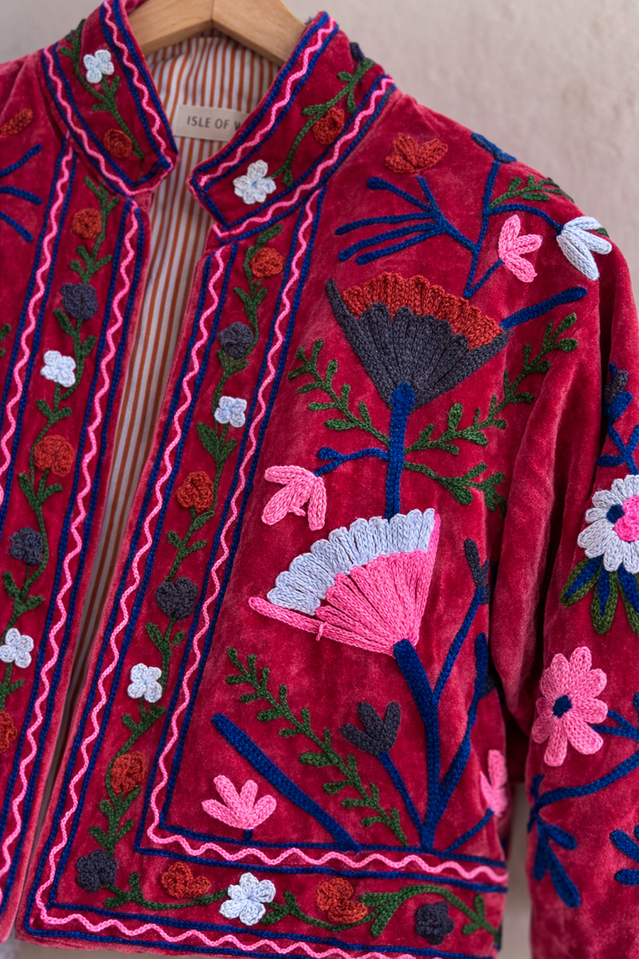 Saco terciopelo Rosa bordado