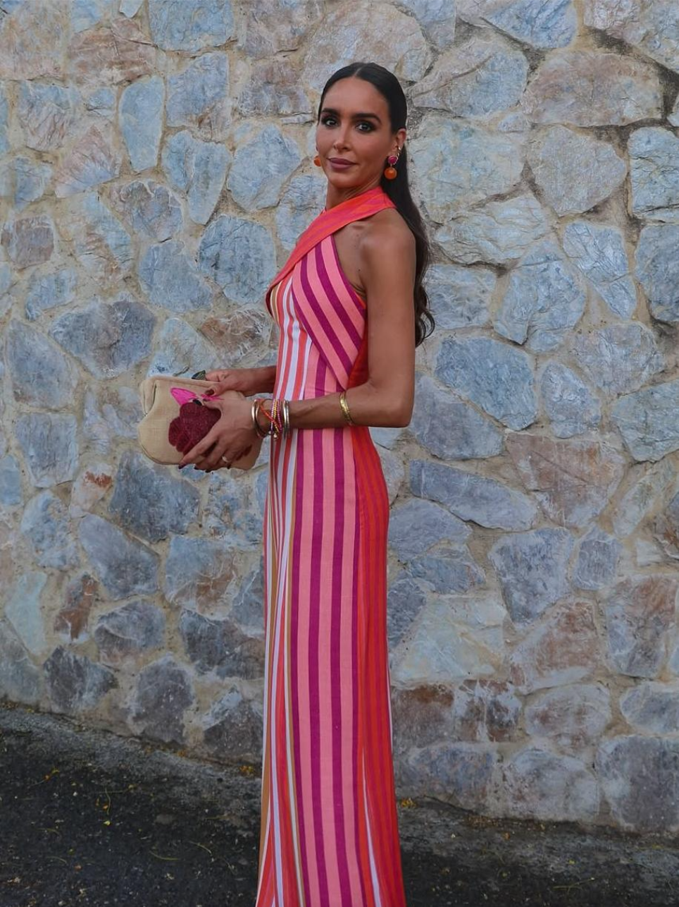 Vestido rayas escote en cruz