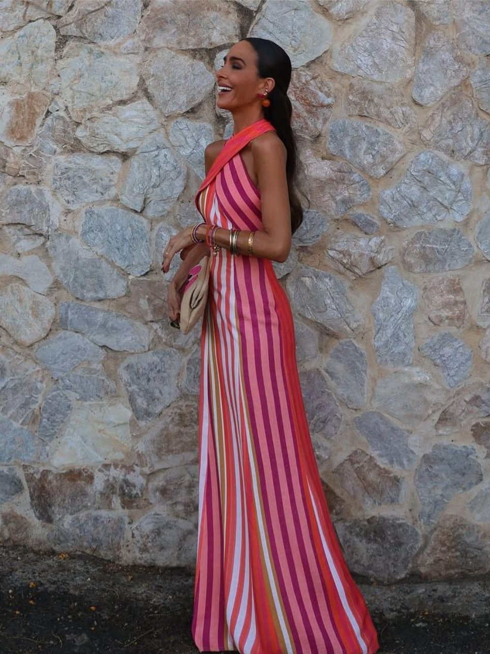 Vestido rayas escote en cruz
