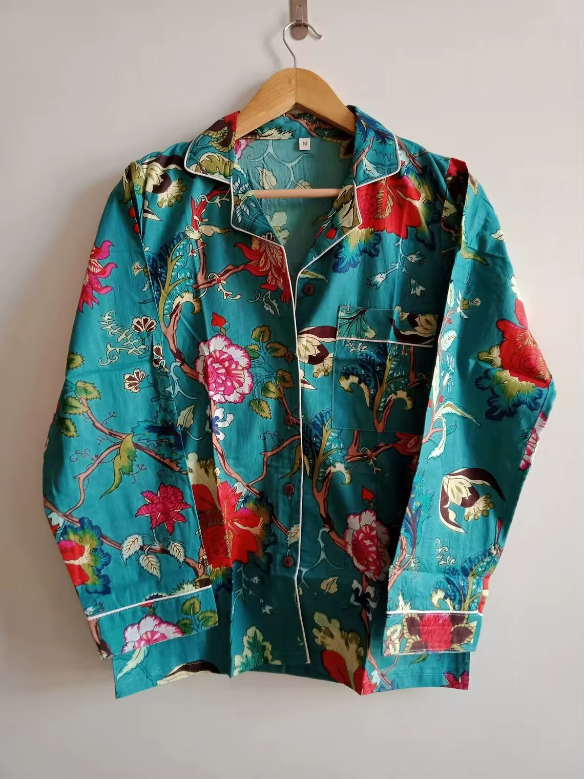 Pijama flores verde