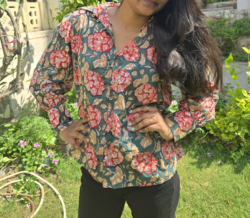 Blusa hortensias algodón