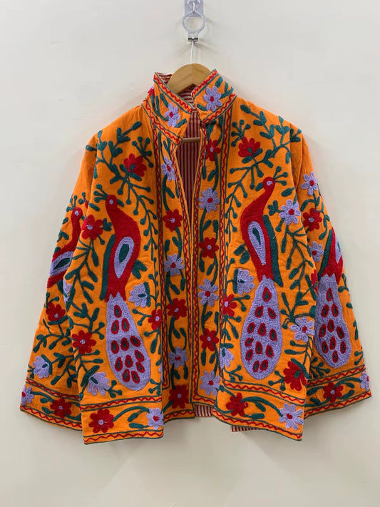 Saco algodón bordado naranja