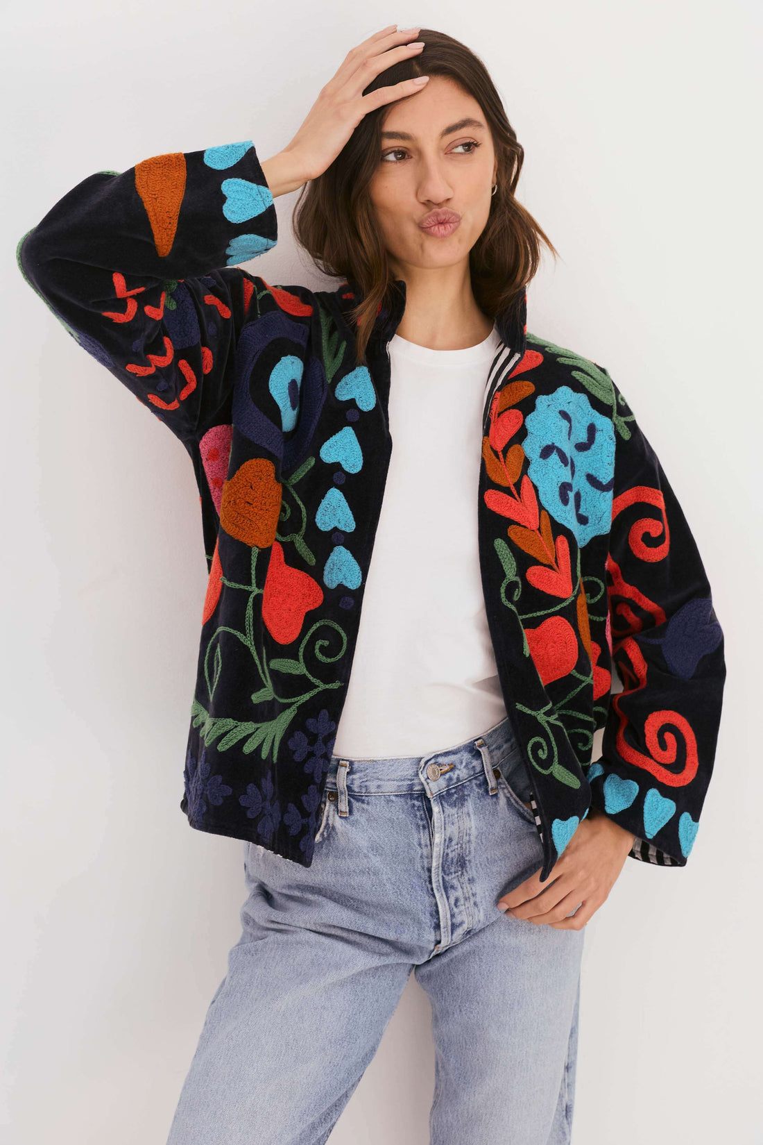 Saco algodón bordado