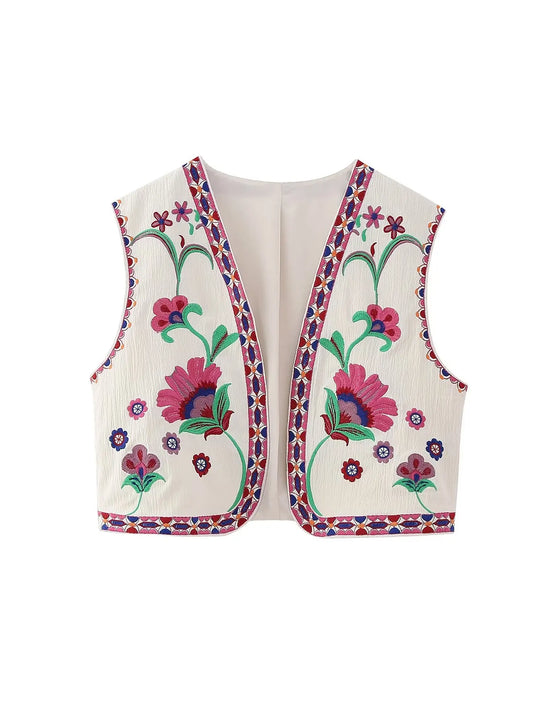 Chaleco flores rosa