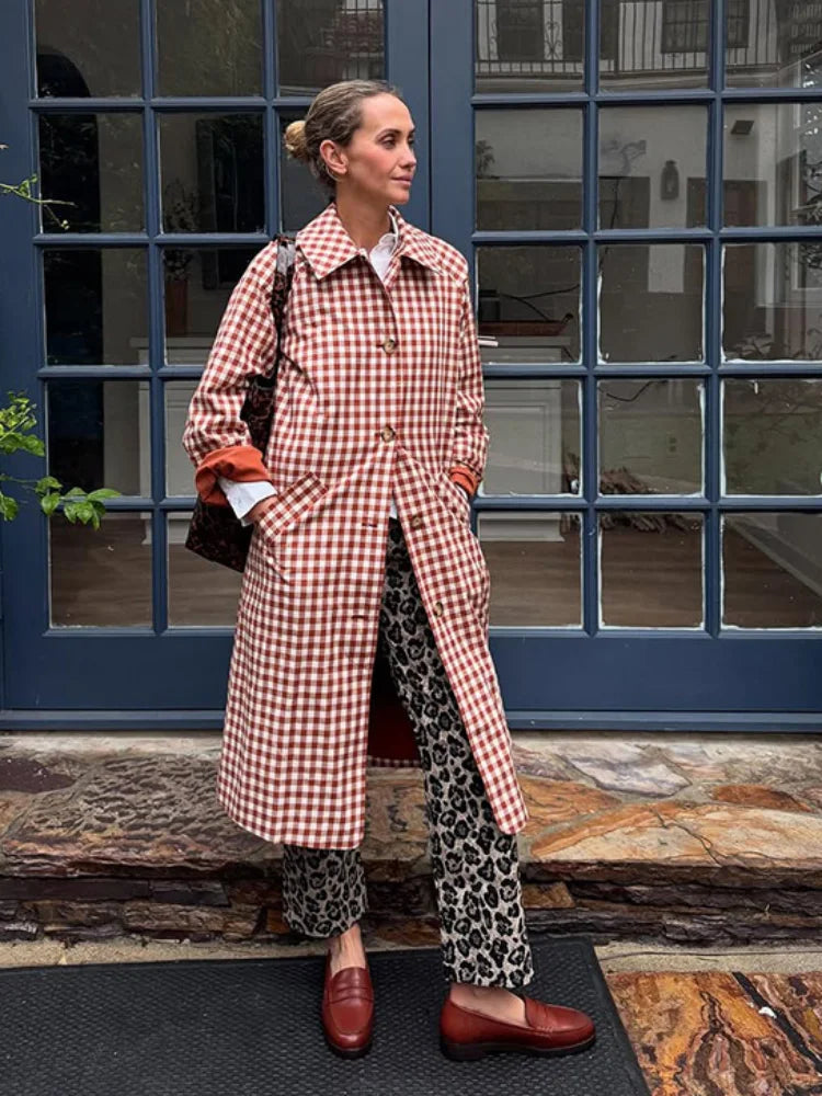 Plaid Trench Coat
