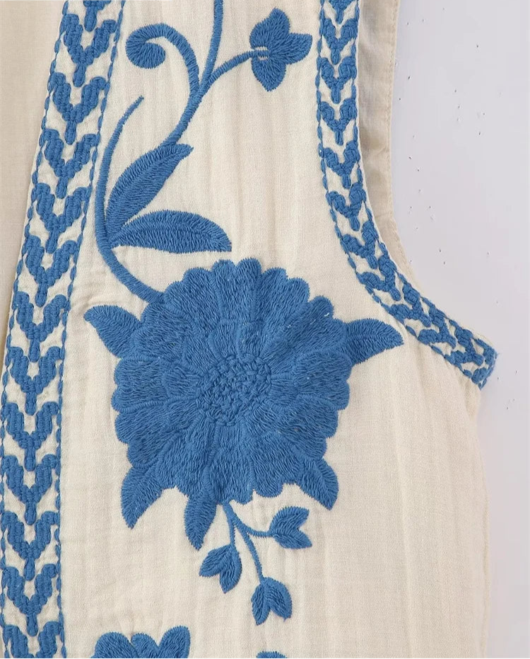 Chaleco Flores azules