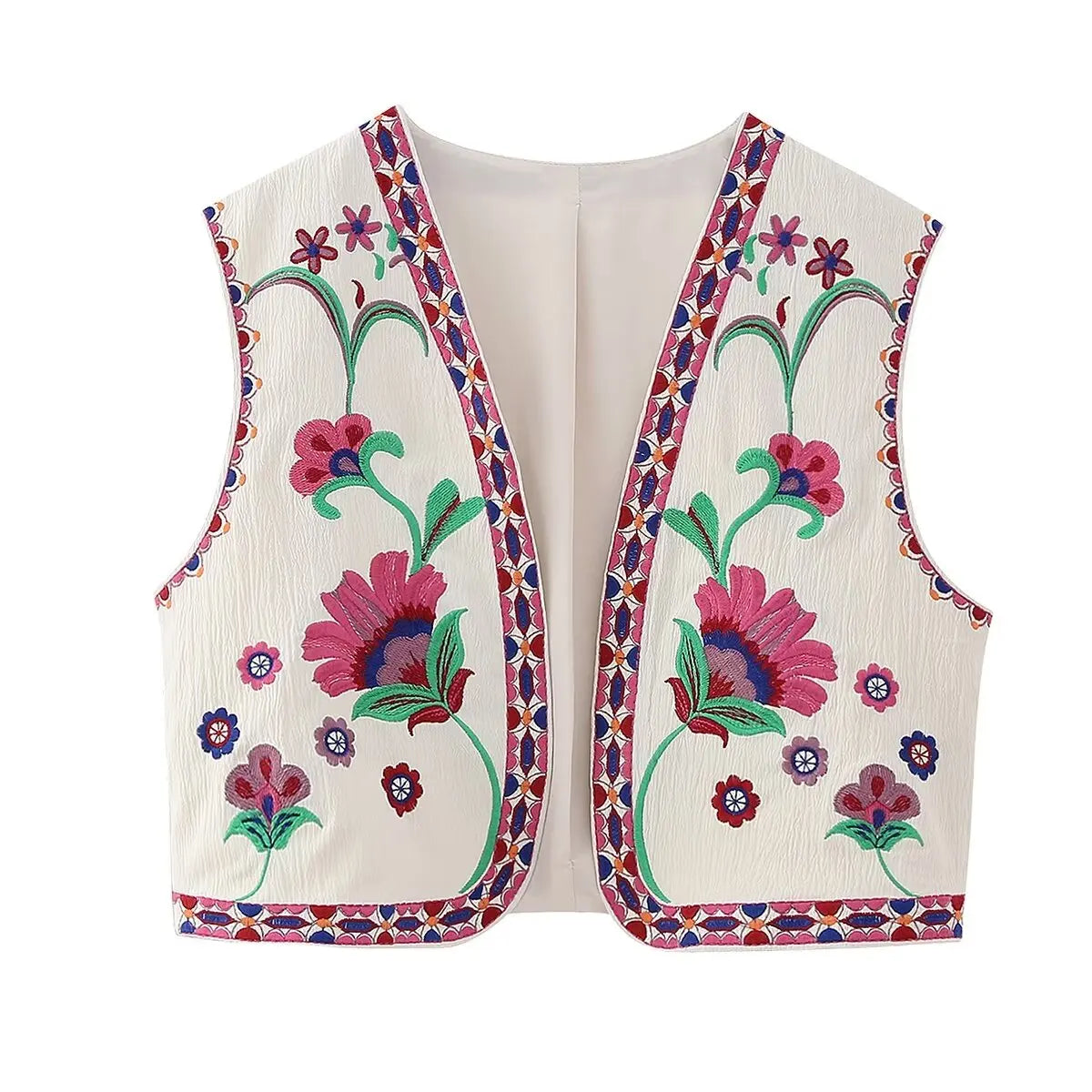 Chaleco flores rosa