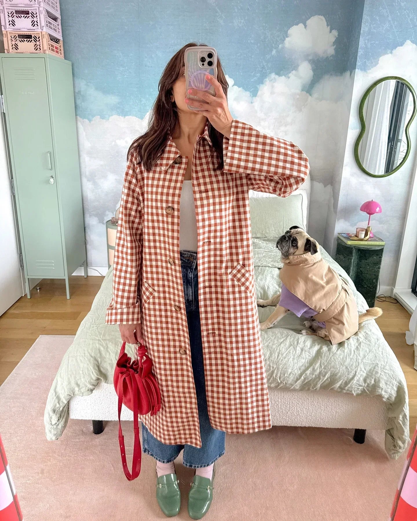 Plaid Trench Coat