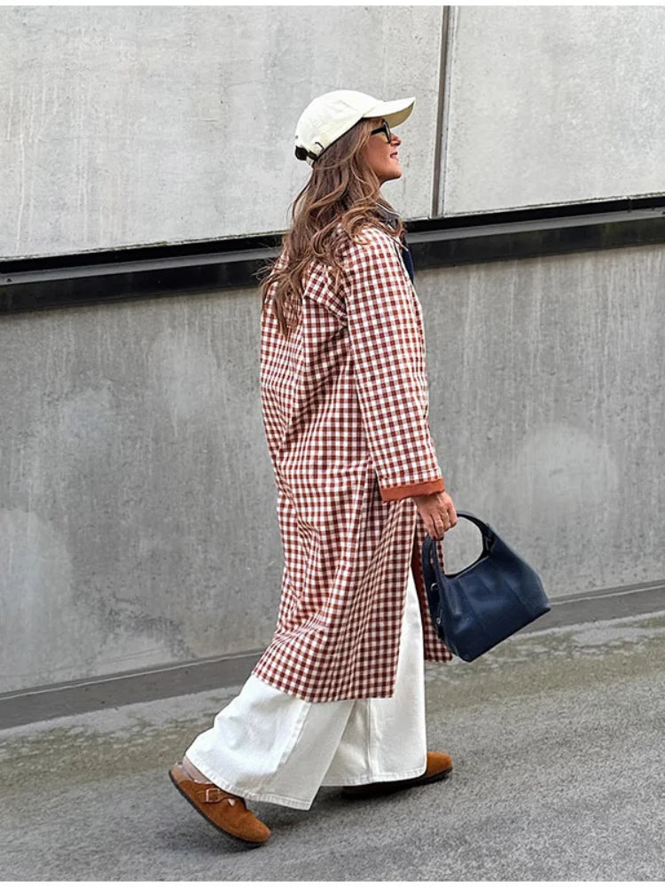 Plaid Trench Coat