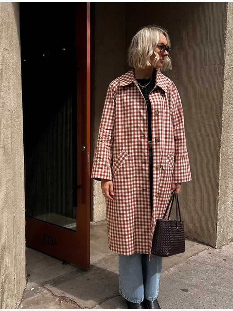 Plaid Trench Coat
