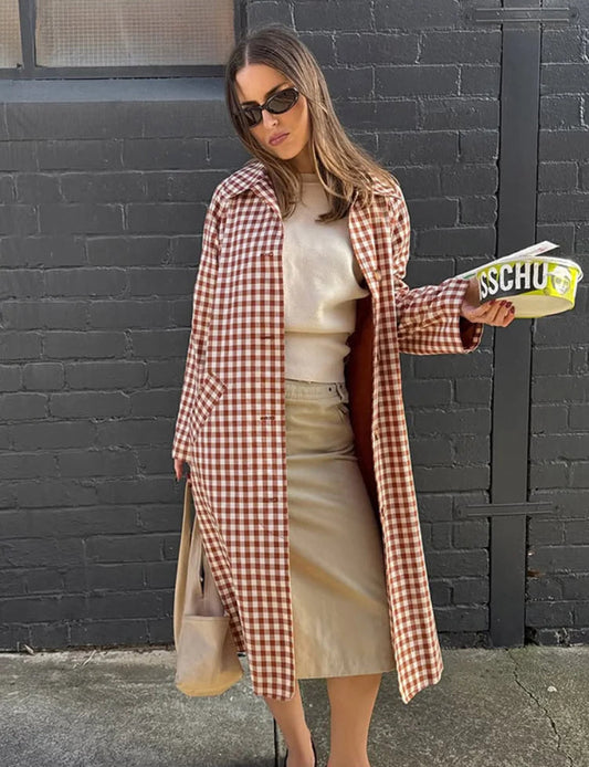 Plaid Trench Coat