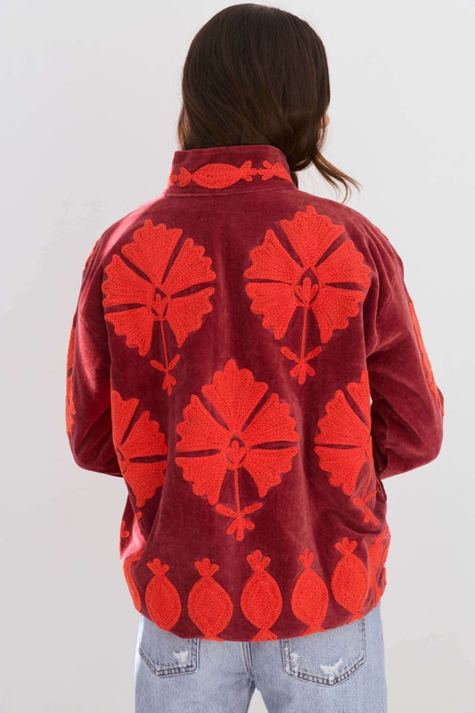 Saco India bordado rojo